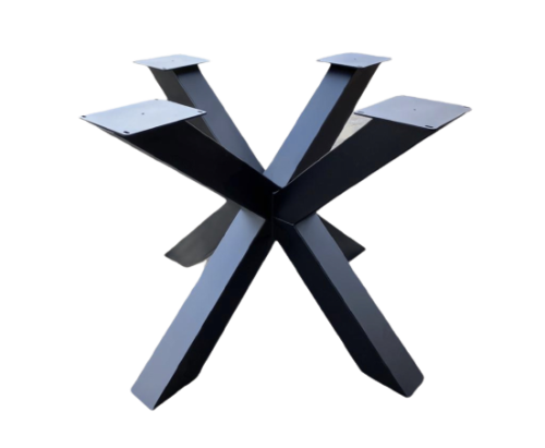 pata de mesas de hierro - forma cruzado, araña - pintada negro - 90x90 - 10x10