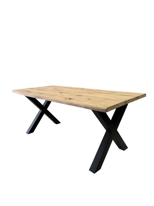 Mesa de comedor 180 x 90cm – madera de roble maciza X hierro 8