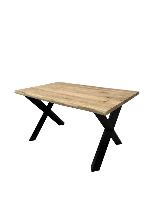Mesa de comedor 140 x 90cm - madera de roble maciza patas X diamante
