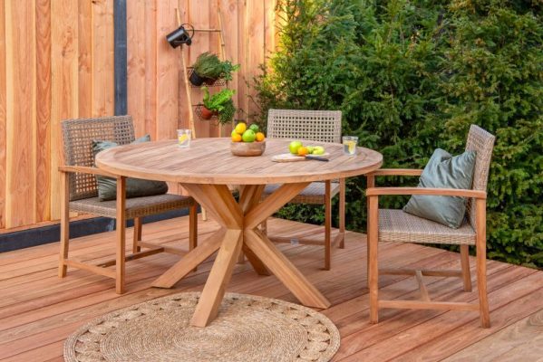 Mesa de Madera de Teca  Ø150cm EXTERIOR redonda